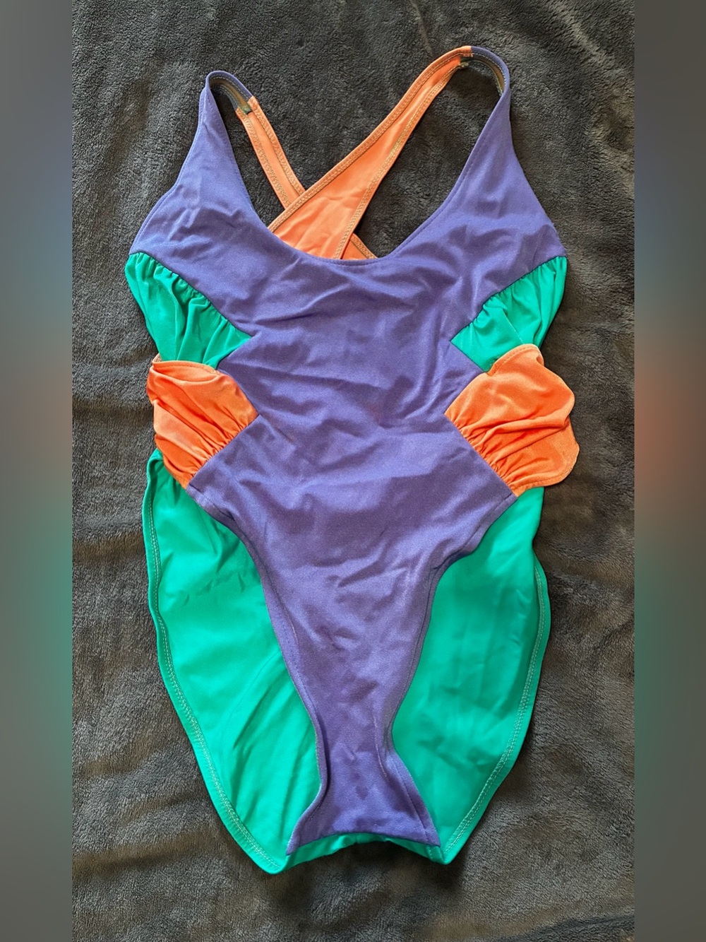 Catalina Vintage retro 80’s Colorblock One-Piece Swimsuit 10 womens